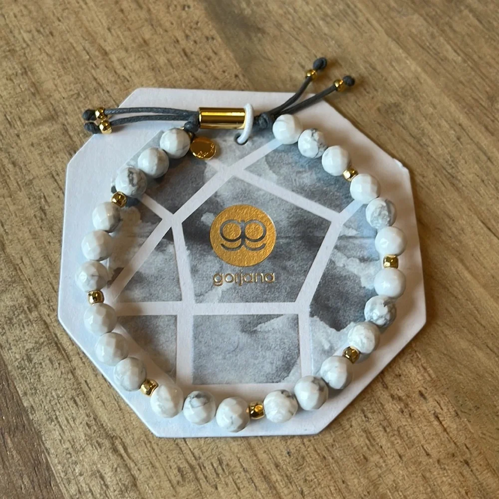Gorjana Power Gemstone Beaded Bracelet | NWT | Howlite & Gold - Picture 6 of 9